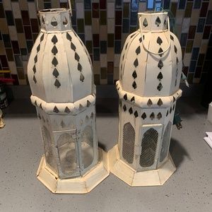 Tall metal lantern candle holder